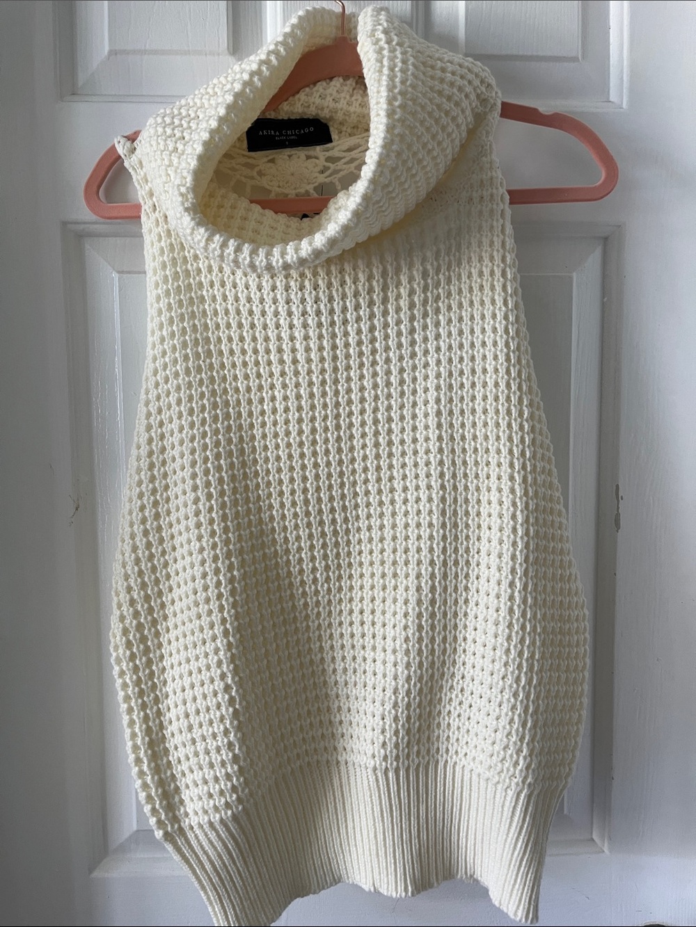 Sleeveless Akira Turtleneck Sweater Vest - Cream